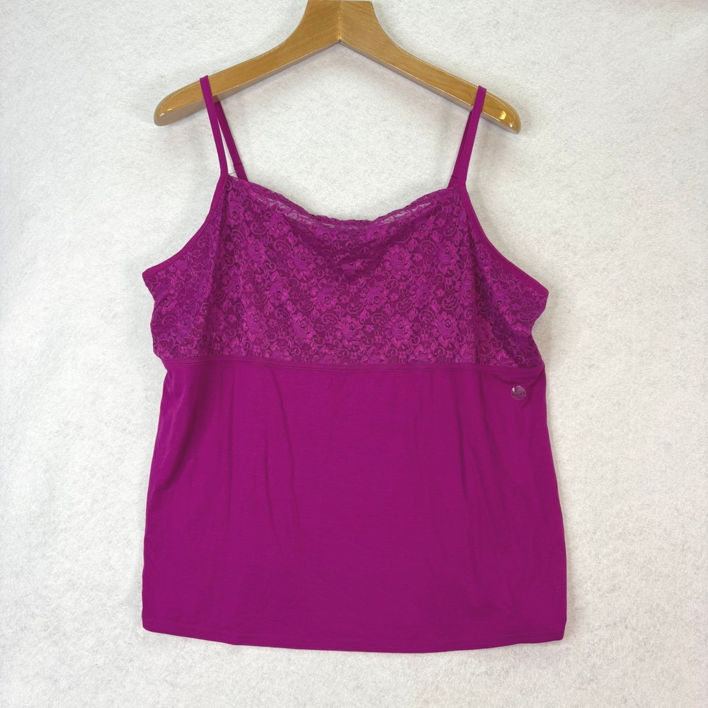 Lane Bryant Magenta Lace Trim Cami Tank Top Women 22/24 Romantic Boho NWOT